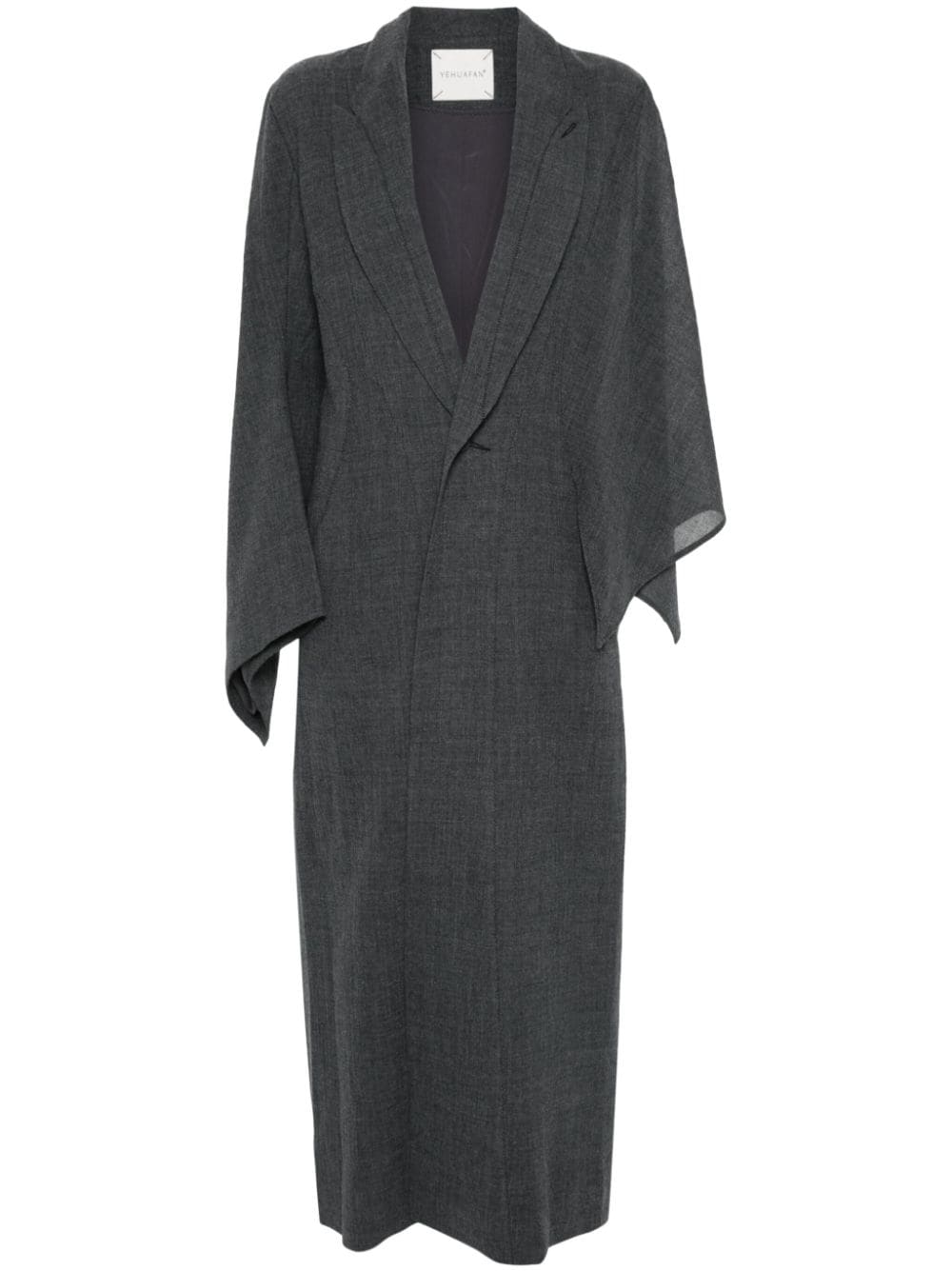 Shop Yehuafan Asymmetric-sleeves Coat In Grey