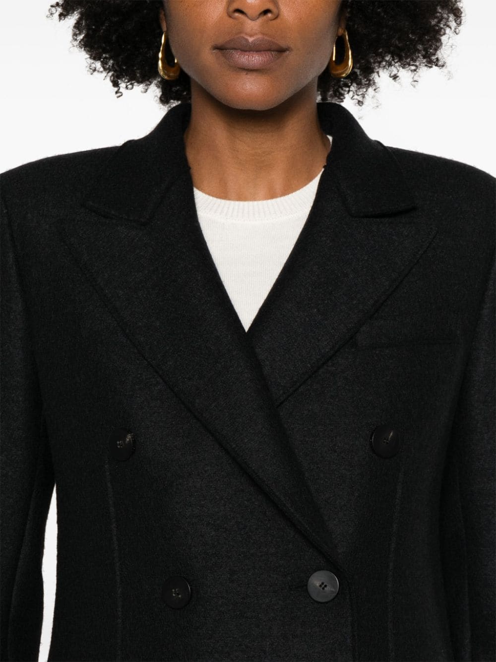 Shop Harris Wharf London Wool Double-breasted Coat In Black