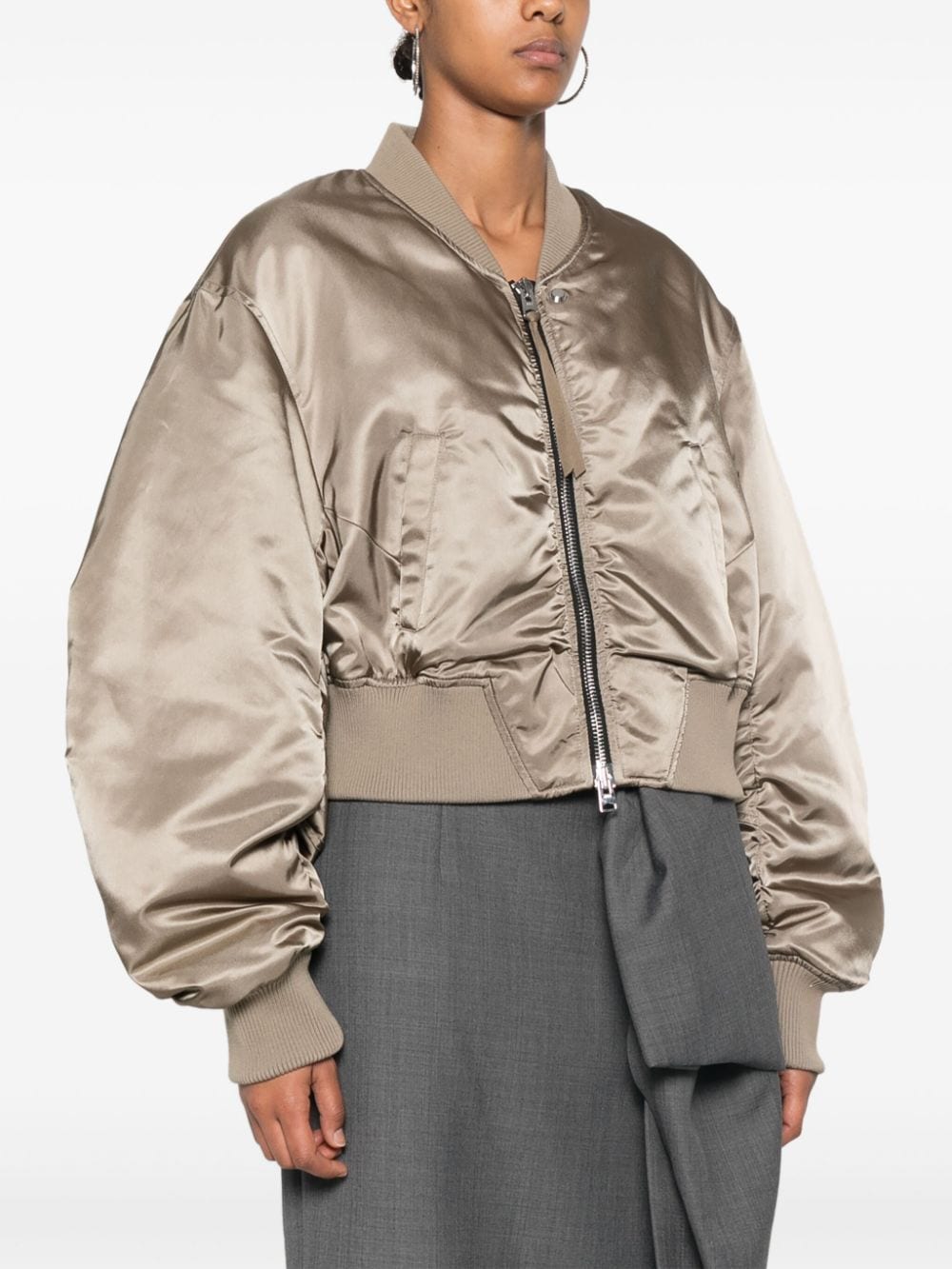 Shop Agolde Jett Bomber Jacket In Green