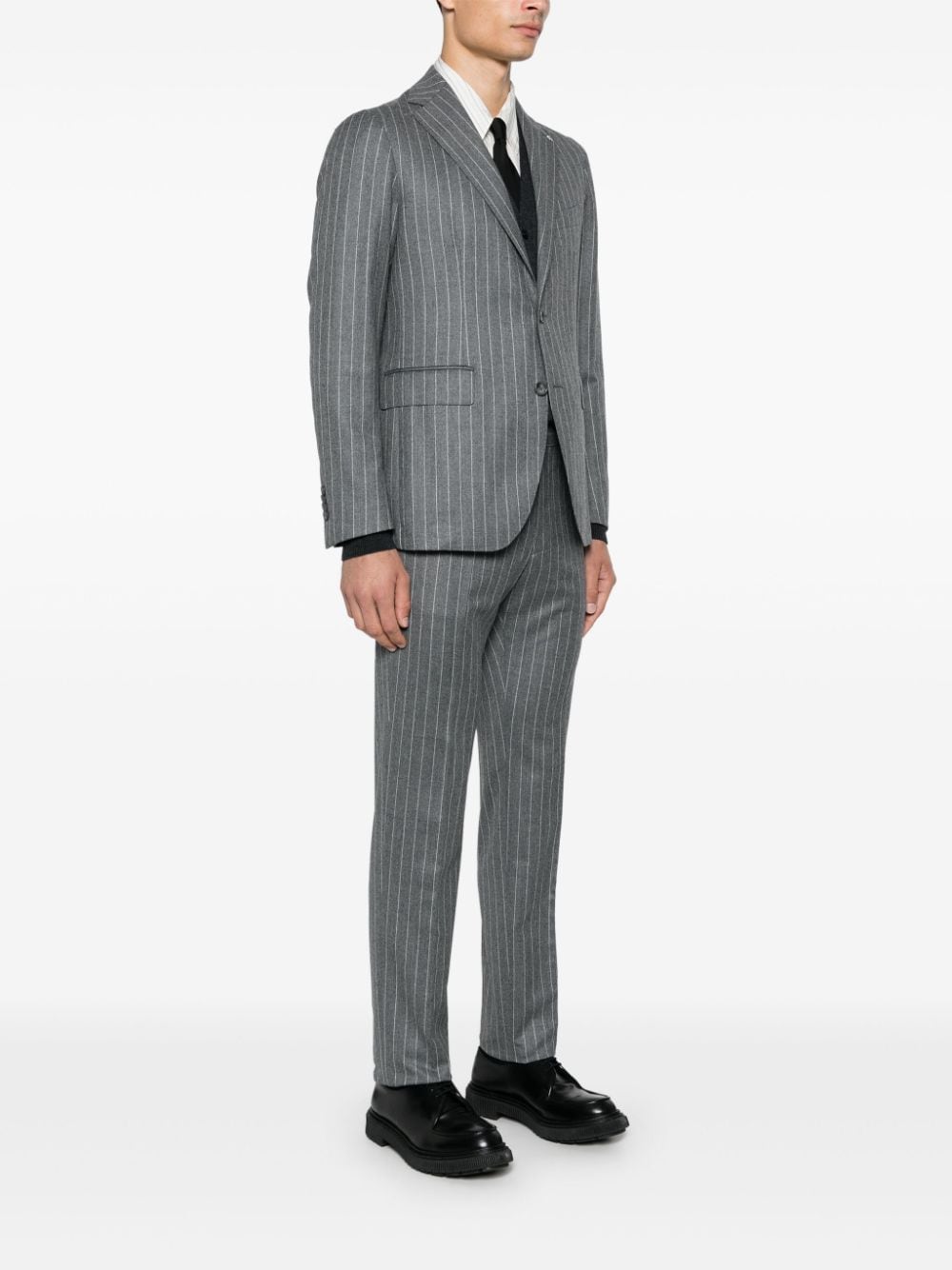 Shop Tagliatore Stripe-pattern Suit In Grey