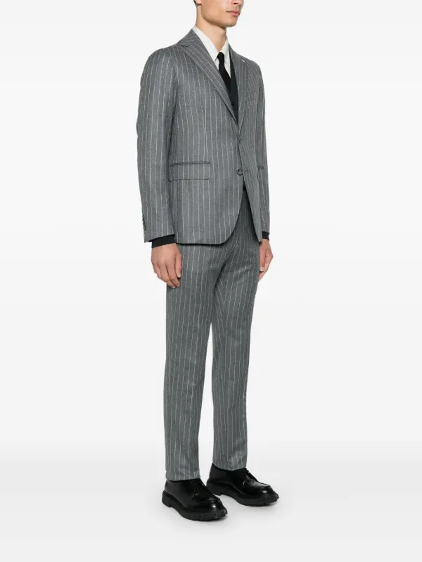 美品 タリアトーレ カノニコ フランネル ストライプ スーツ