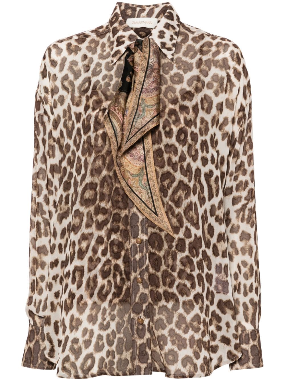 Shop Zimmermann Illustration Leopard-print Shirt In Brown