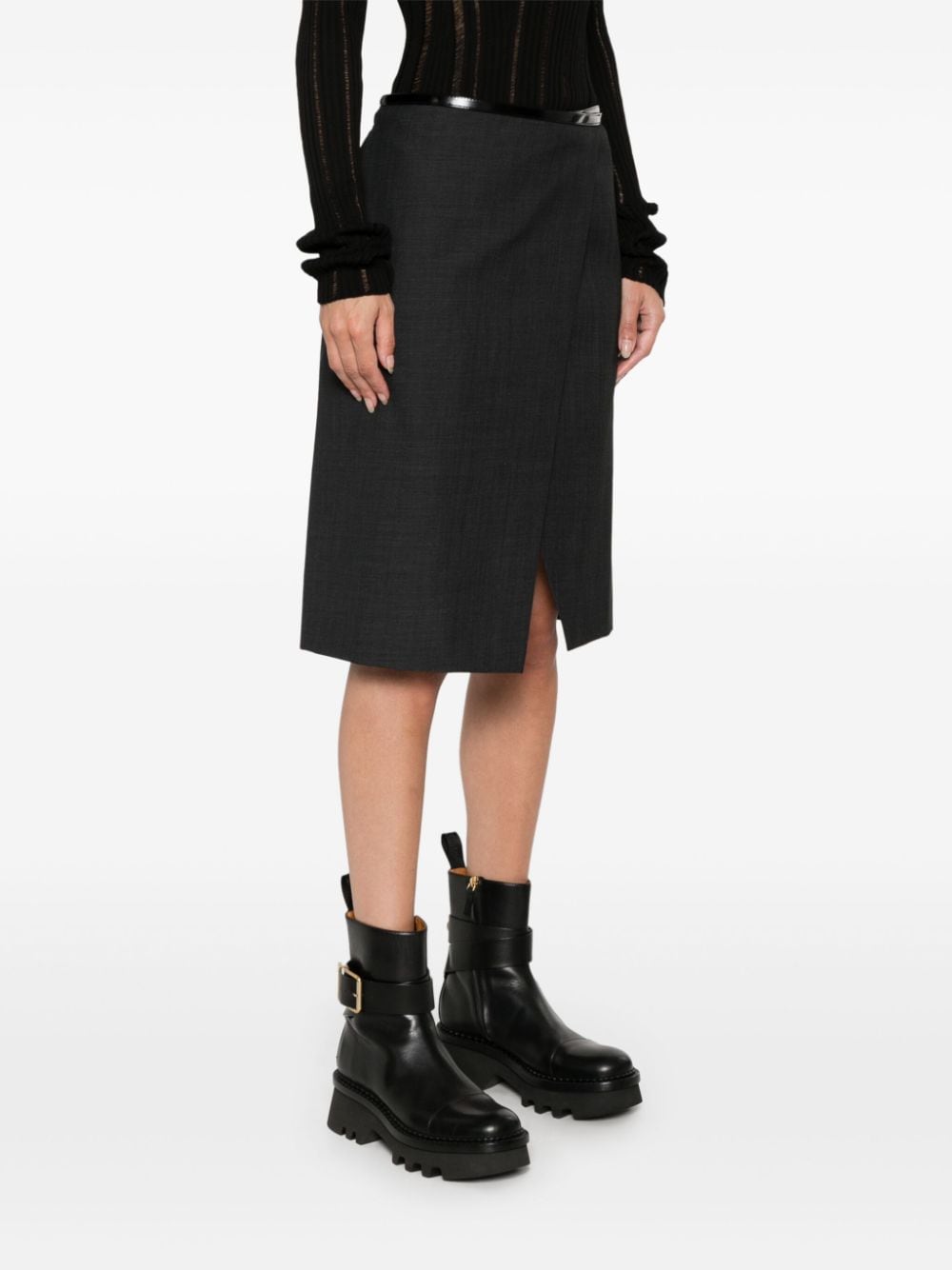 Shop Philosophy Di Lorenzo Serafini Wrap Midi Skirt In Grey