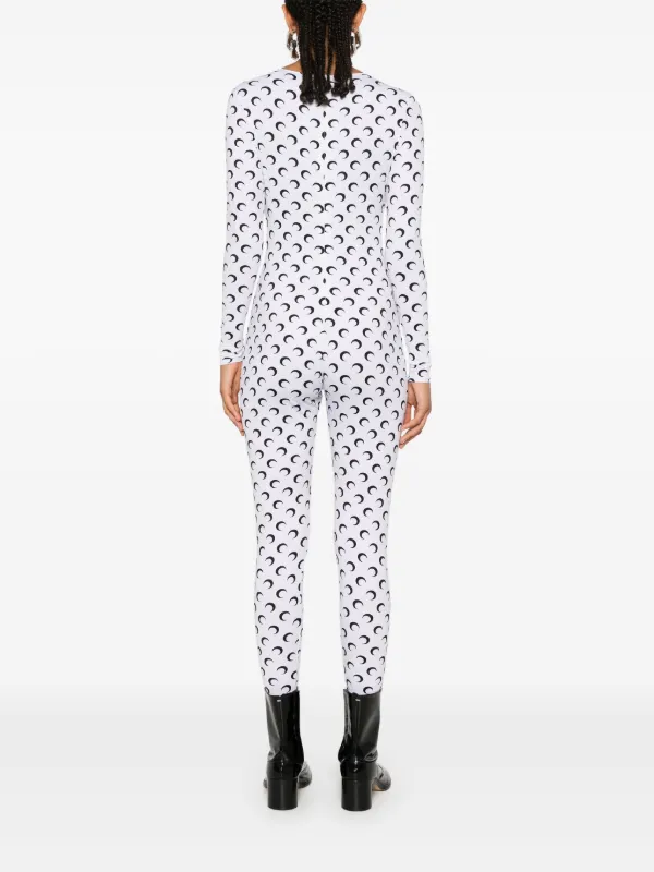 Marine Serre moon-print Jersey Catsuit | White | FARFETCH
