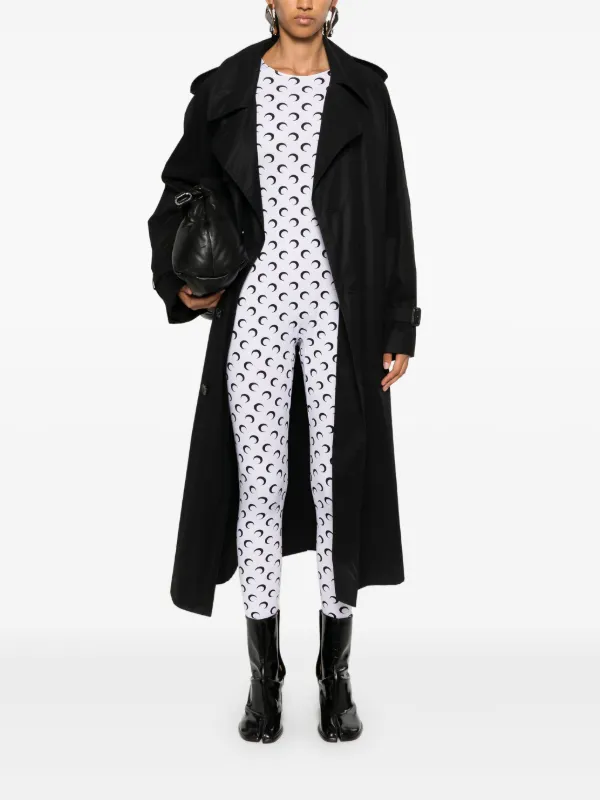 Marine Serre logo-print Jersey Catsuit | White | FARFETCH
