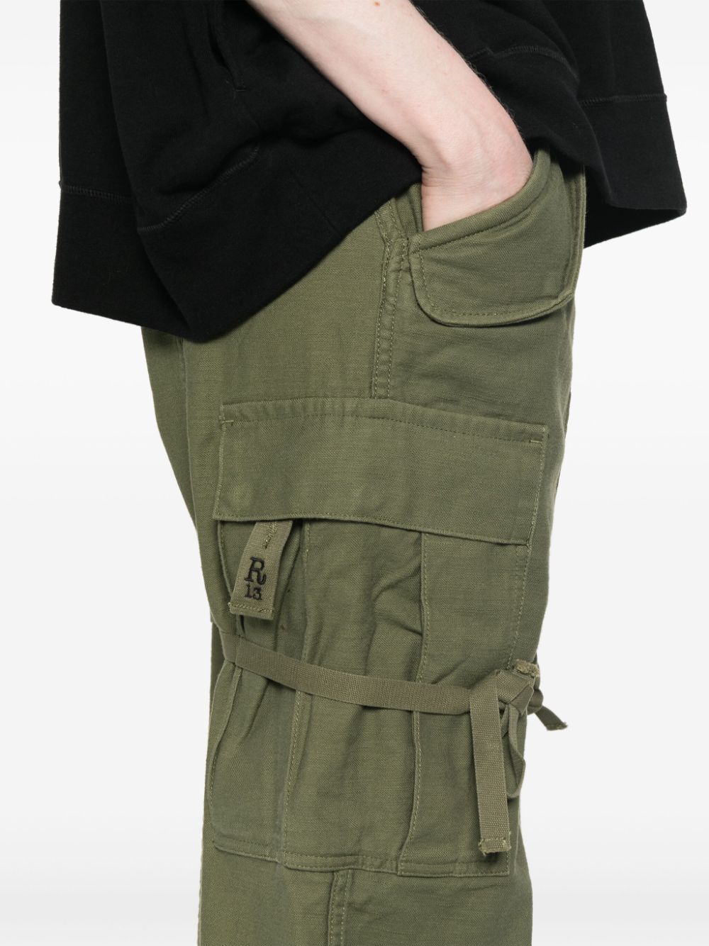 Shop R13 Cotton Cargo Trousers In Green