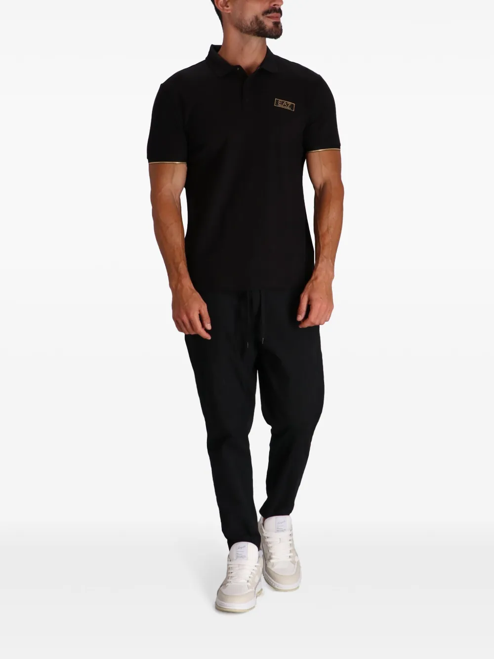 Ea7 Emporio Armani Poloshirt met logopatch - Zwart