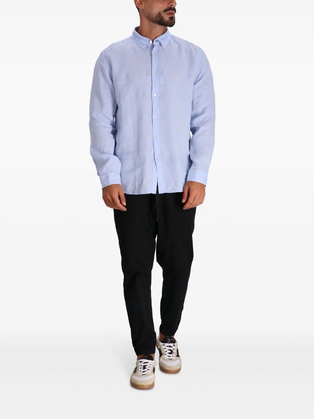 BOSS logo-embroidered shirt - Blauw