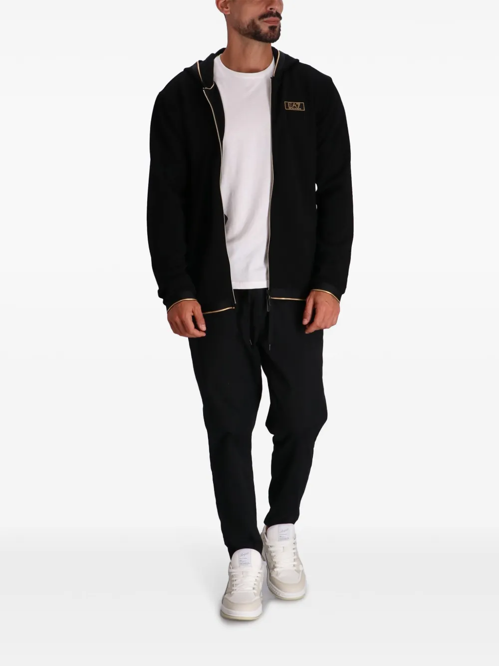 Ea7 Emporio Armani Hoodie met logopatch - Zwart