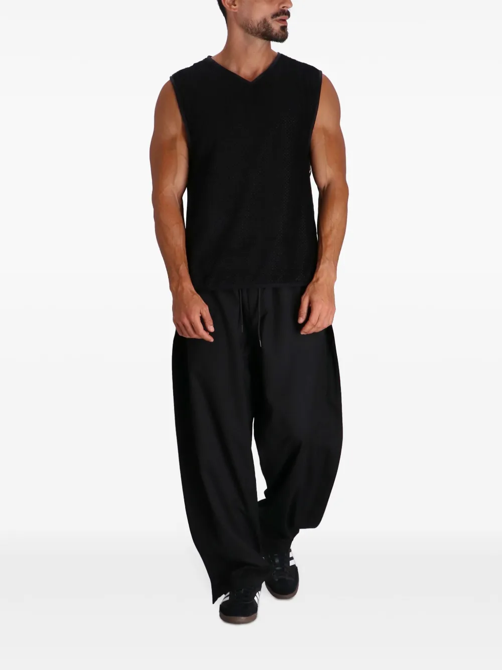 Y-3 Wafelgebreide top - Zwart