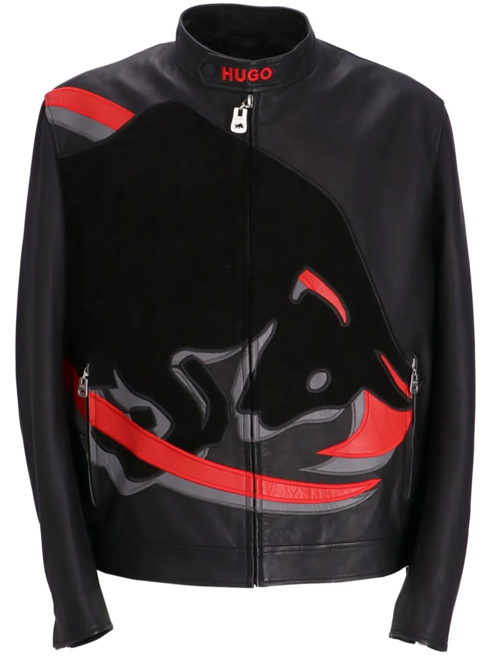 HUGO Jaqueta x Racing Bulls de couro | Preto | Image 1