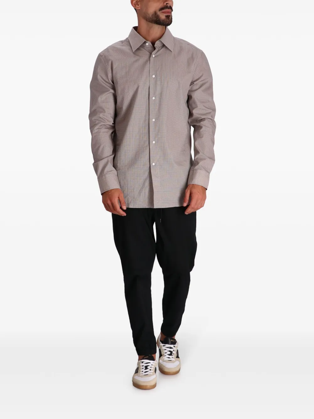 BOSS Overhemd met geometrisch patroon - Beige