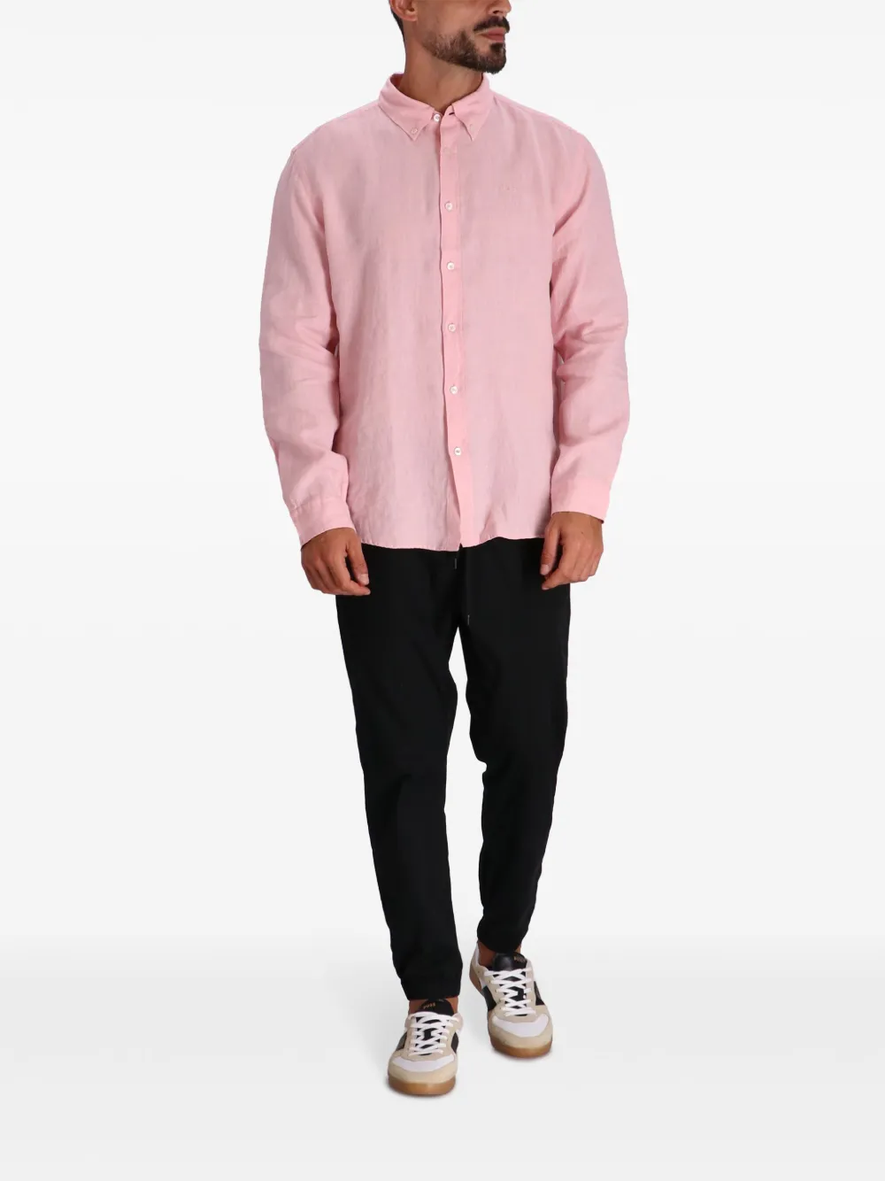 BOSS logo-embroidered shirt - Roze