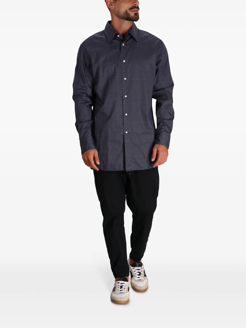 BOSS Overhemd met geometrisch patroon - Blauw