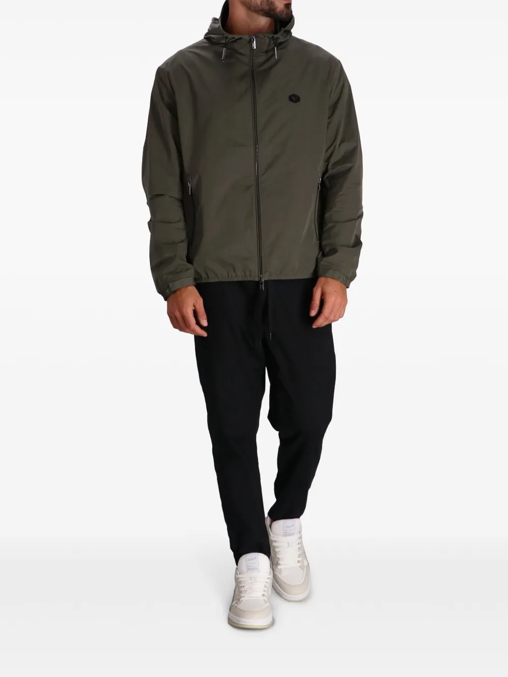 Emporio Armani logo-patch hooded jacket - Groen