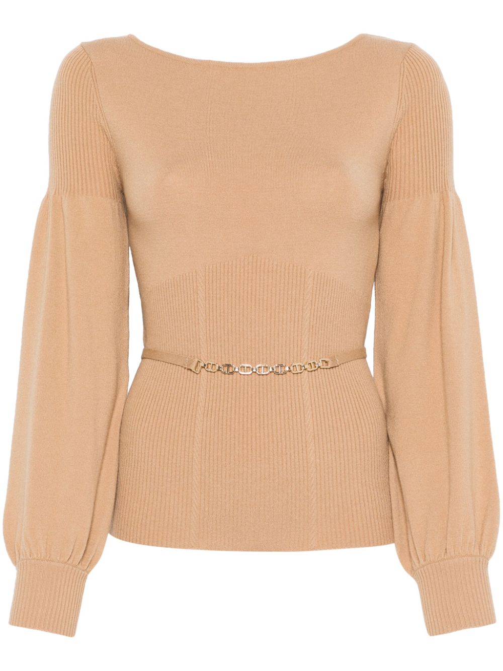 Shop Twinset Long-sleeve Sweater In Neutrals