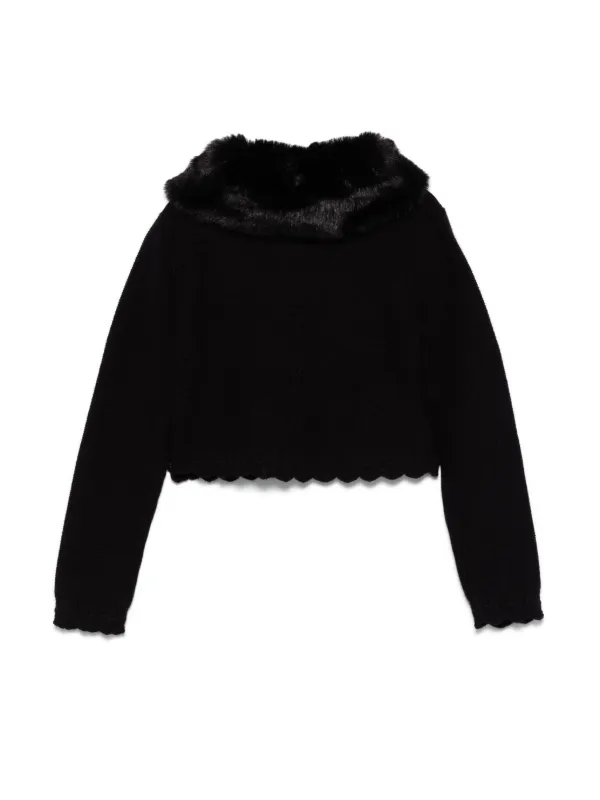 Fur neck cardigan best sale