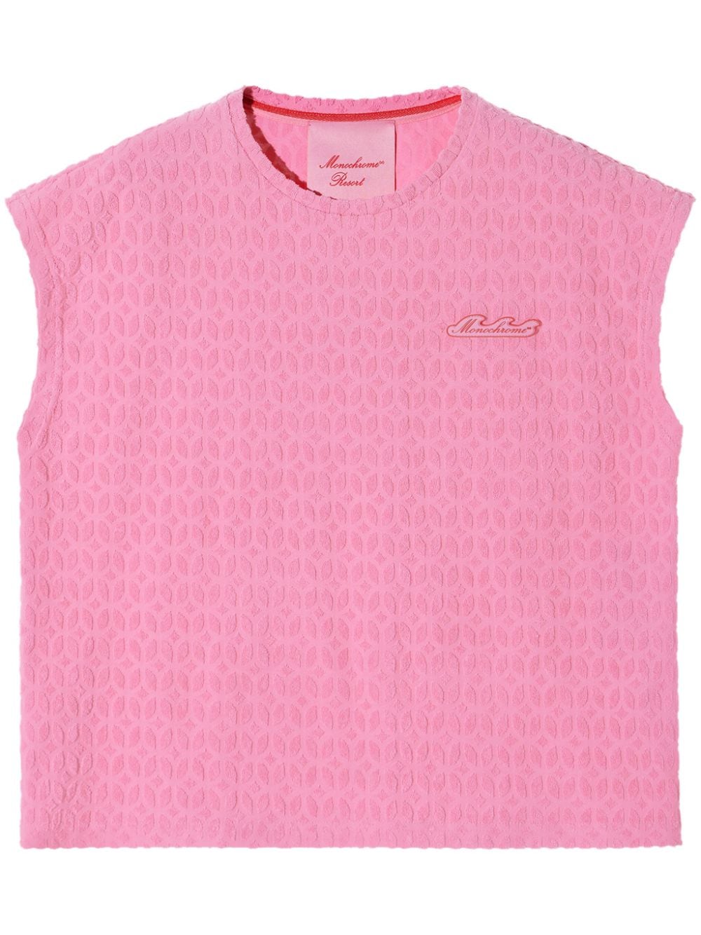 Shop Monochrome Logo Embroidered Sleeveless T-shirt In Pink