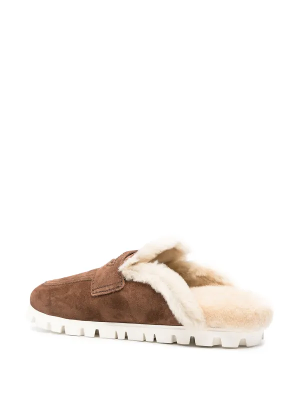 Miu Miu logo-embossed Slippers | Brown | FARFETCH