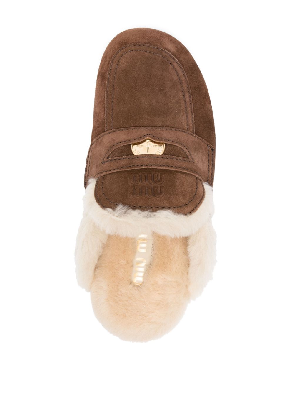 Miu Slippers met logo-reliëf Bruin