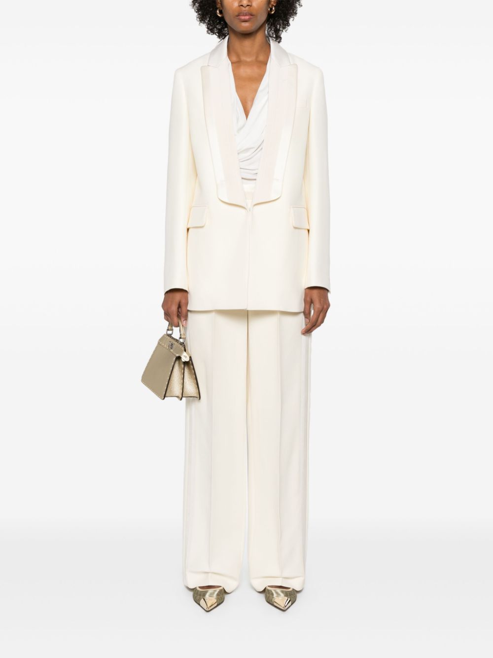 FENDI panelled wide-leg trousers - White