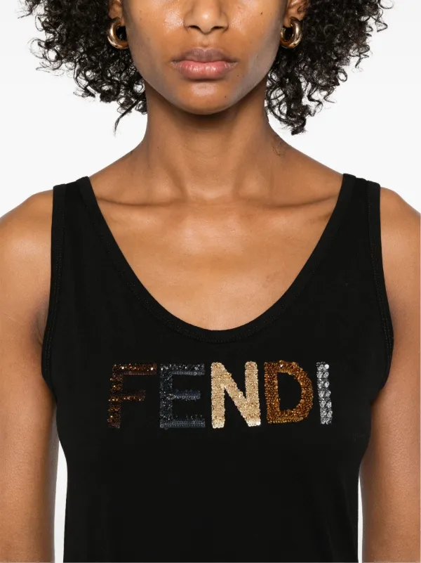 FENDI sequin logo Tank Top Black FARFETCH IE