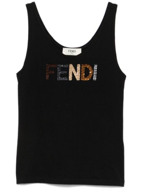 FENDI sequin-logo tank top