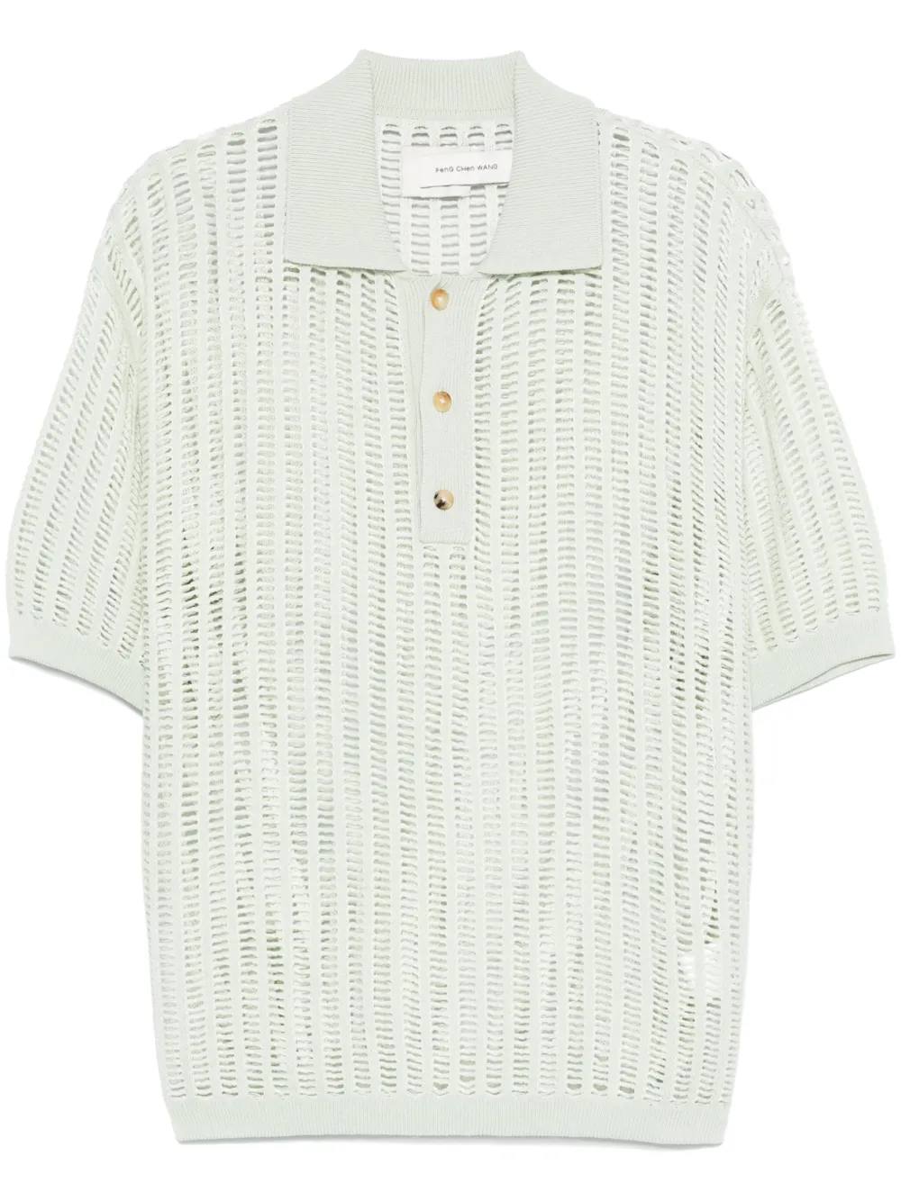 open-knit polo shirt