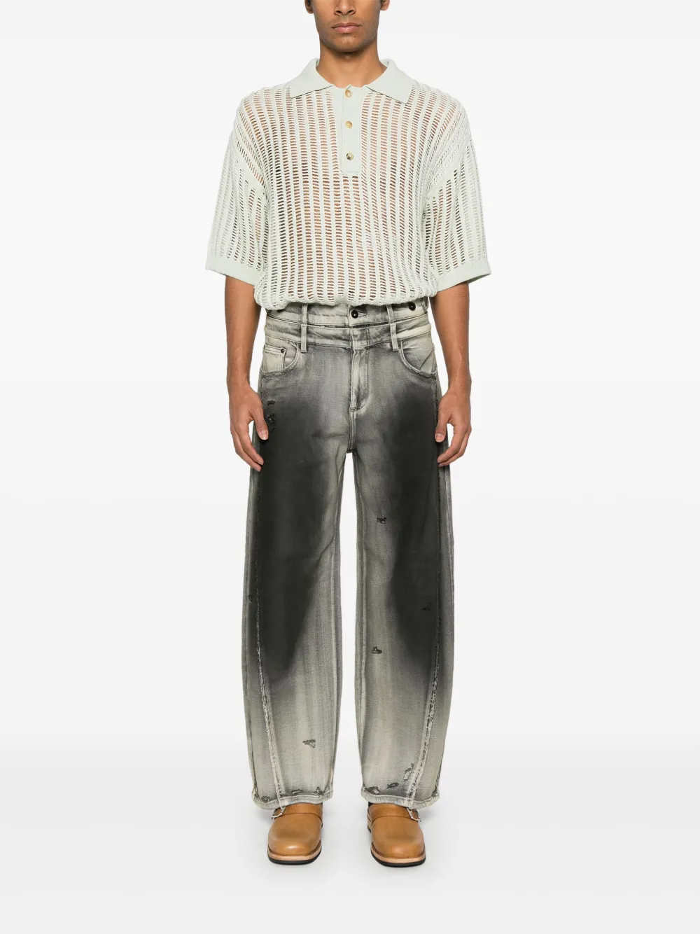 Feng Chen Wang Jeans met wassing - Grijs