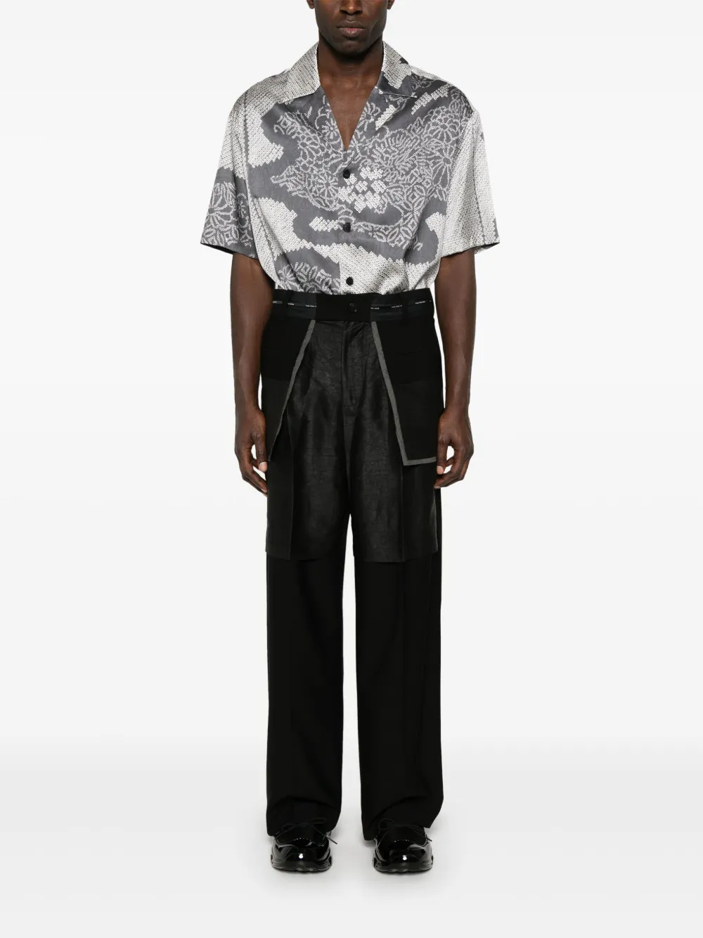 Feng Chen Wang Broek met patchwork - Zwart