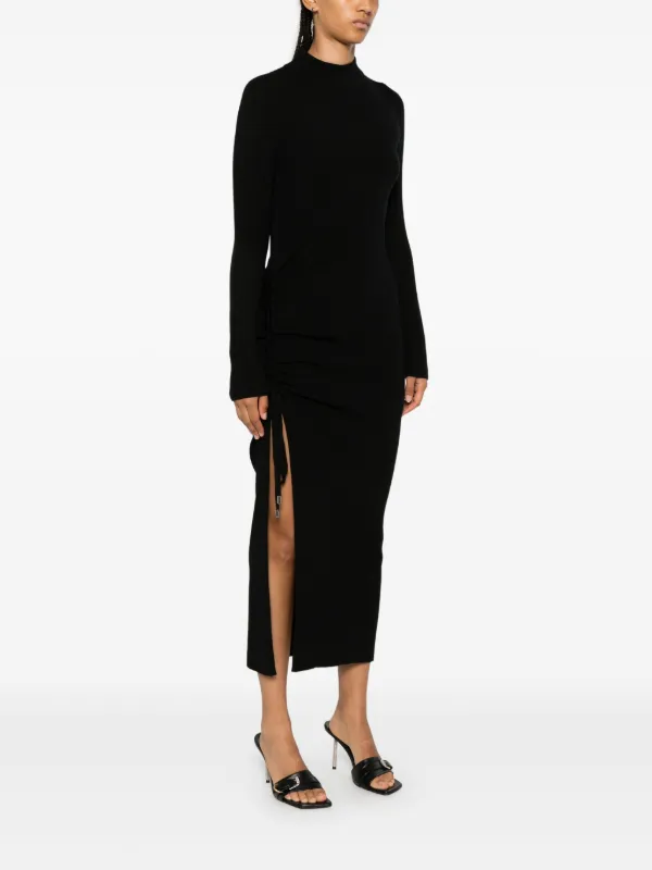 michael kors ruched midi dress Michael Michael Kors Ruched Midi Dress | Black