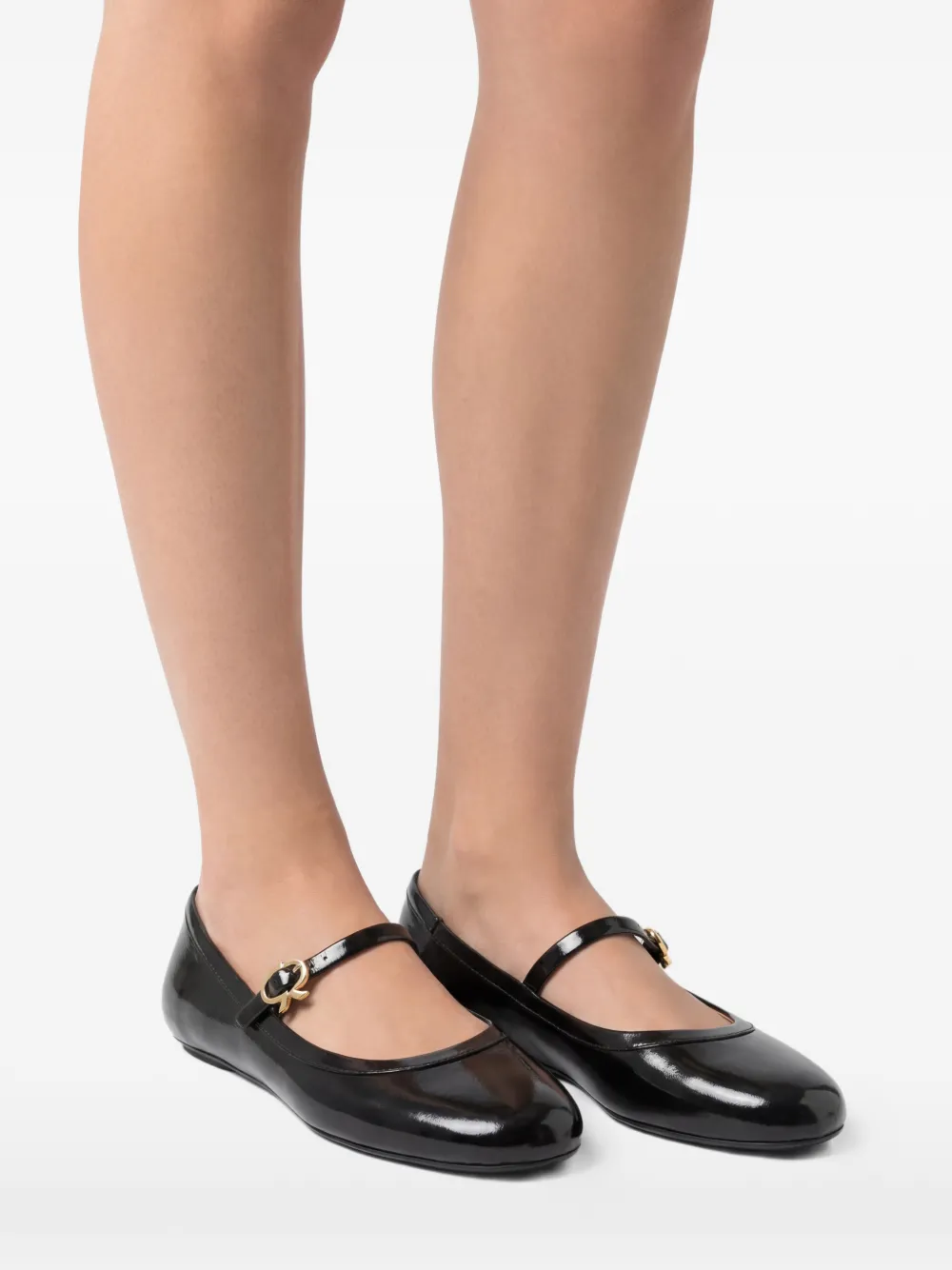 Gianvito Rossi Leren ballerina's Zwart