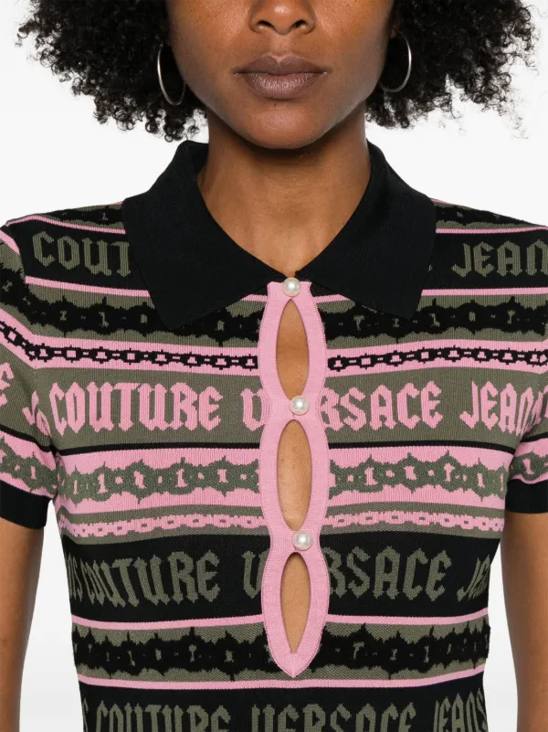 Versace Jeans Couture Striped Jacquard Bodysuit | Black