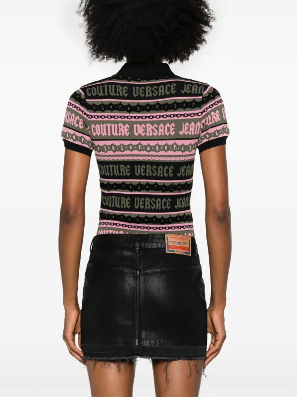 Versace Jeans Couture Striped Jacquard Bodysuit | Black