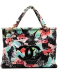 CHANEL Pre-Owned 1997 Graffiti Floral Tropical Beach Pool Resort Tote Bag - Black