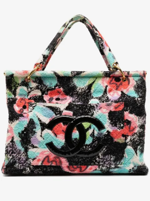 CHANEL Pre-Owned 1997 Graffiti Floral Tropical Beach Pool Resort Tote Bag