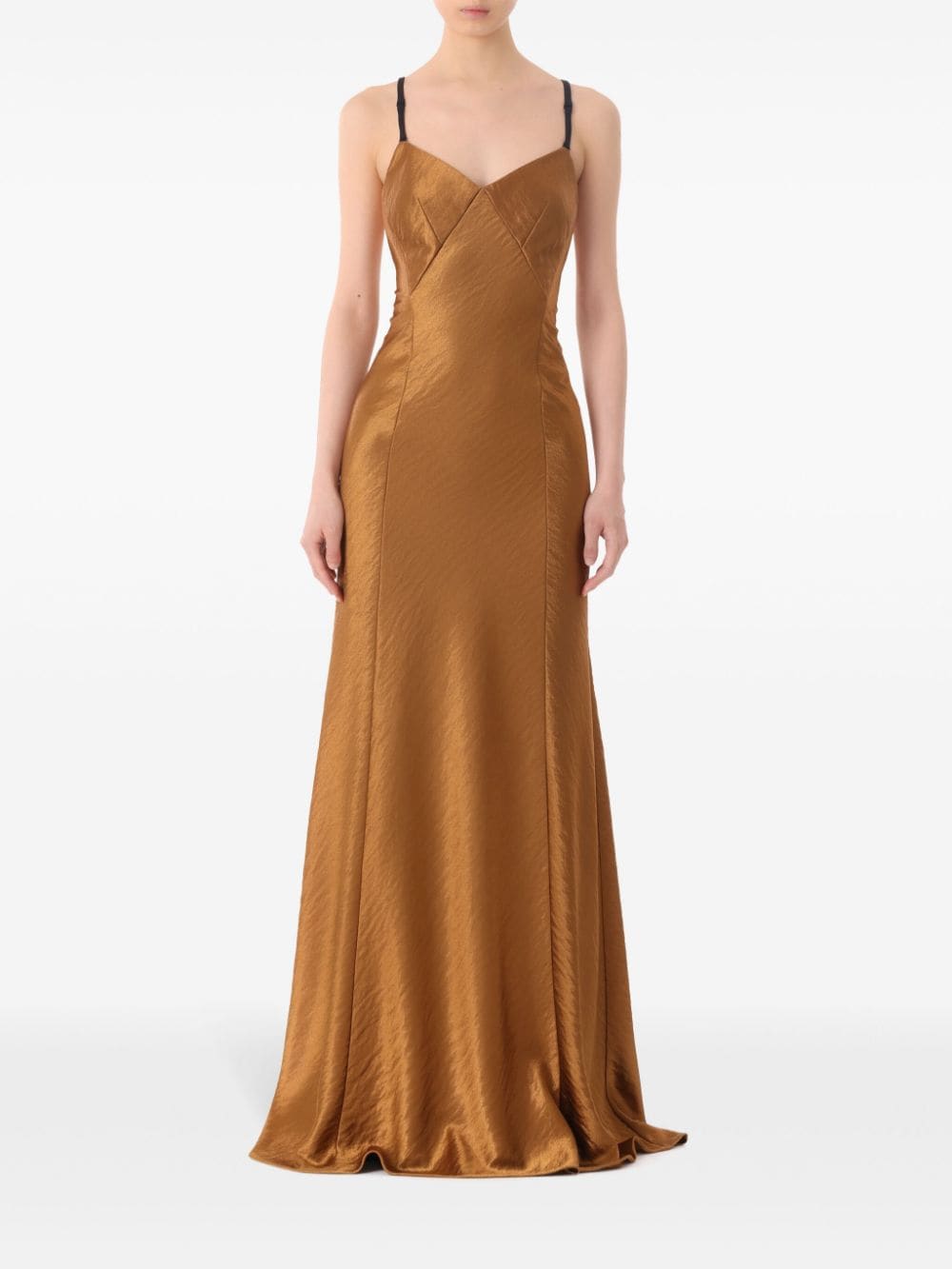 low-back hammered satin gown