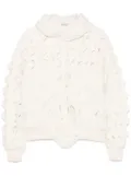 JUNTAE KIM laser-slashed fleece hoodie - Neutrals