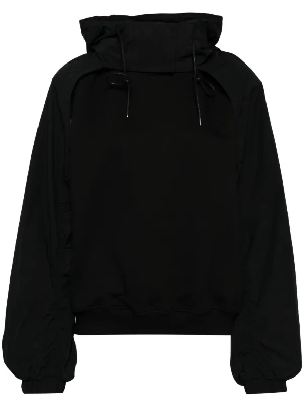black funnel neck hoodie