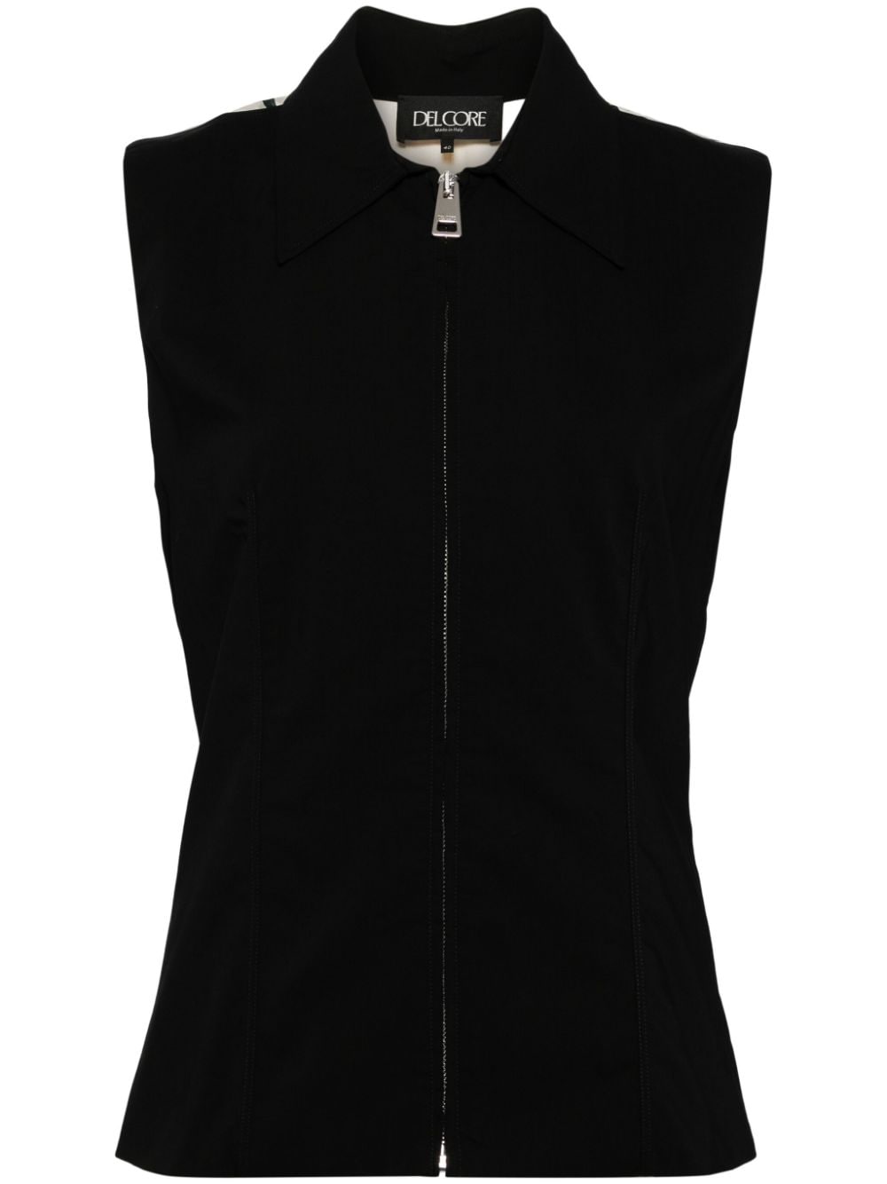 Shop Del Core Classic Collar Vest In Black