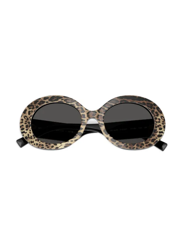 Dolce & Gabbana Eyewear leopard-print round-frame Sunglasses  display picture 3