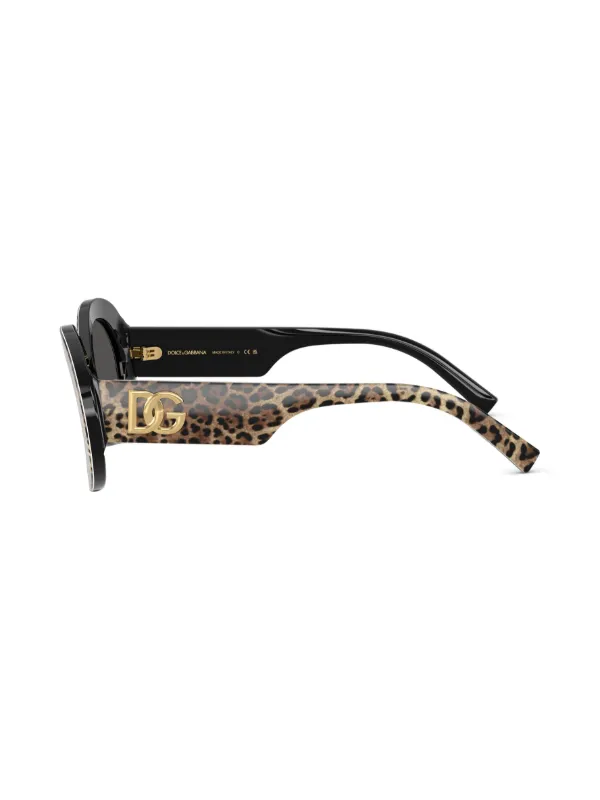 Dolce & Gabbana ヒョウ柄ラウンドサングラス Dolce & Gabbana Eyewear レオパード ラウンドサングラス | ブラウン