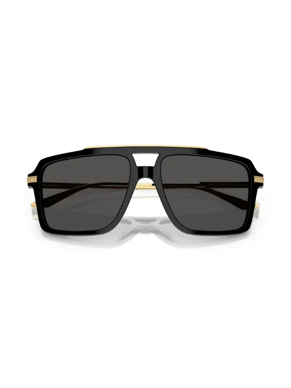 美品　ドルチェアンドガッバーナ　サングラス　黒　ゴールド　箱付き　袋付き Dolce & Gabbana Eyewear パイロット サングラス | ブラック | FARFETCH JP