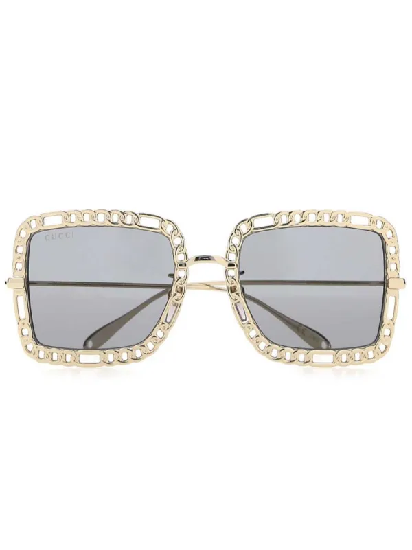 Gucci Eyewear chain detail square frame Sunglasses Gold FARFETCH CA