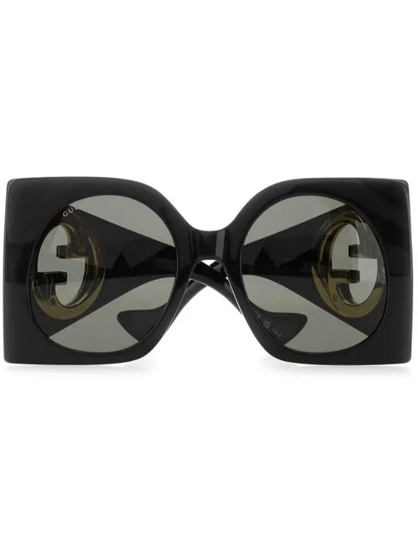 Gucci Eyewear Óculos De Sol Quadrado Com Logo | Preto | FARFETCH BR