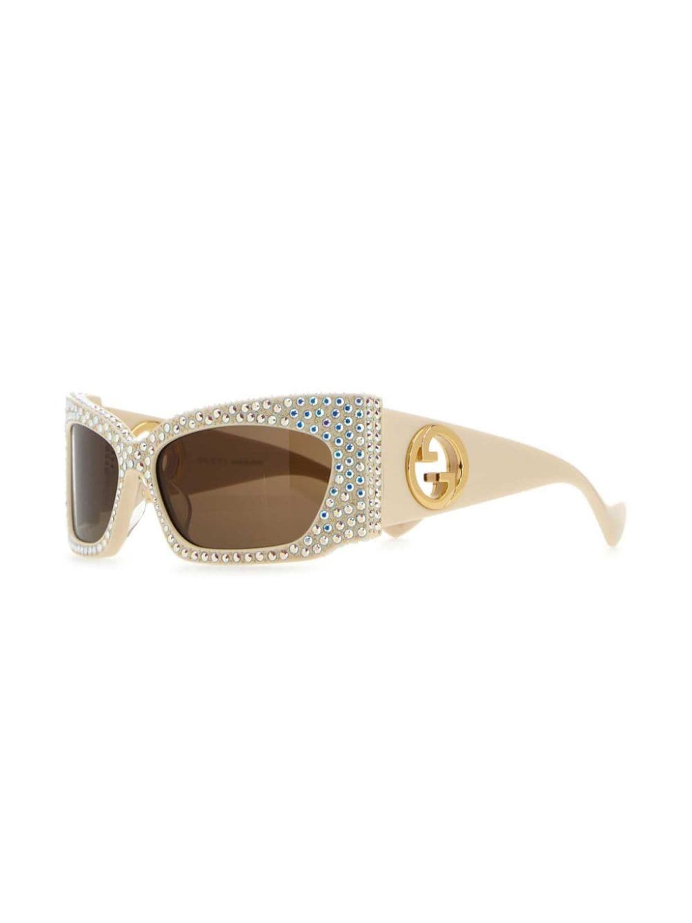 Gucci Eyewear Double G zonnebril verfraaid met stras Beige