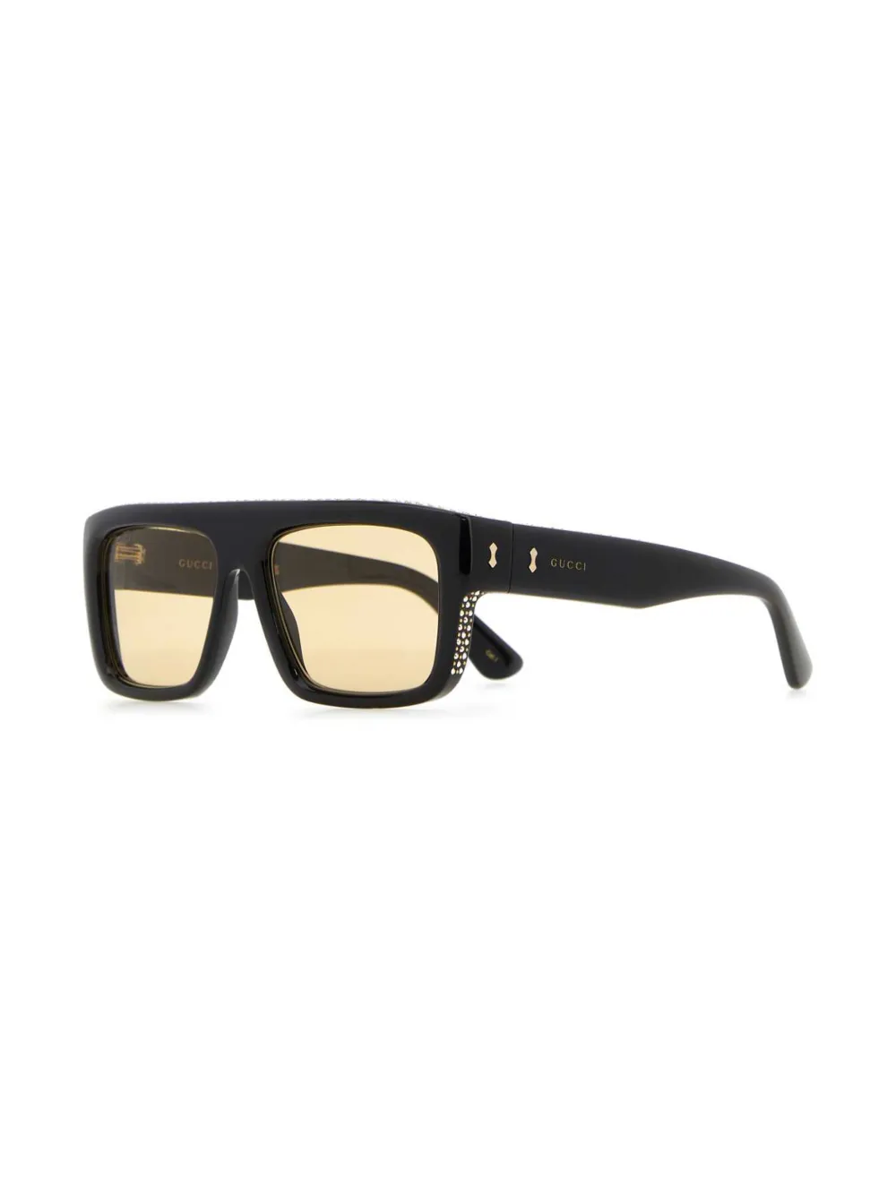 Gucci Eyewear logo-engraved rectangle-frame sunglasses - Zwart