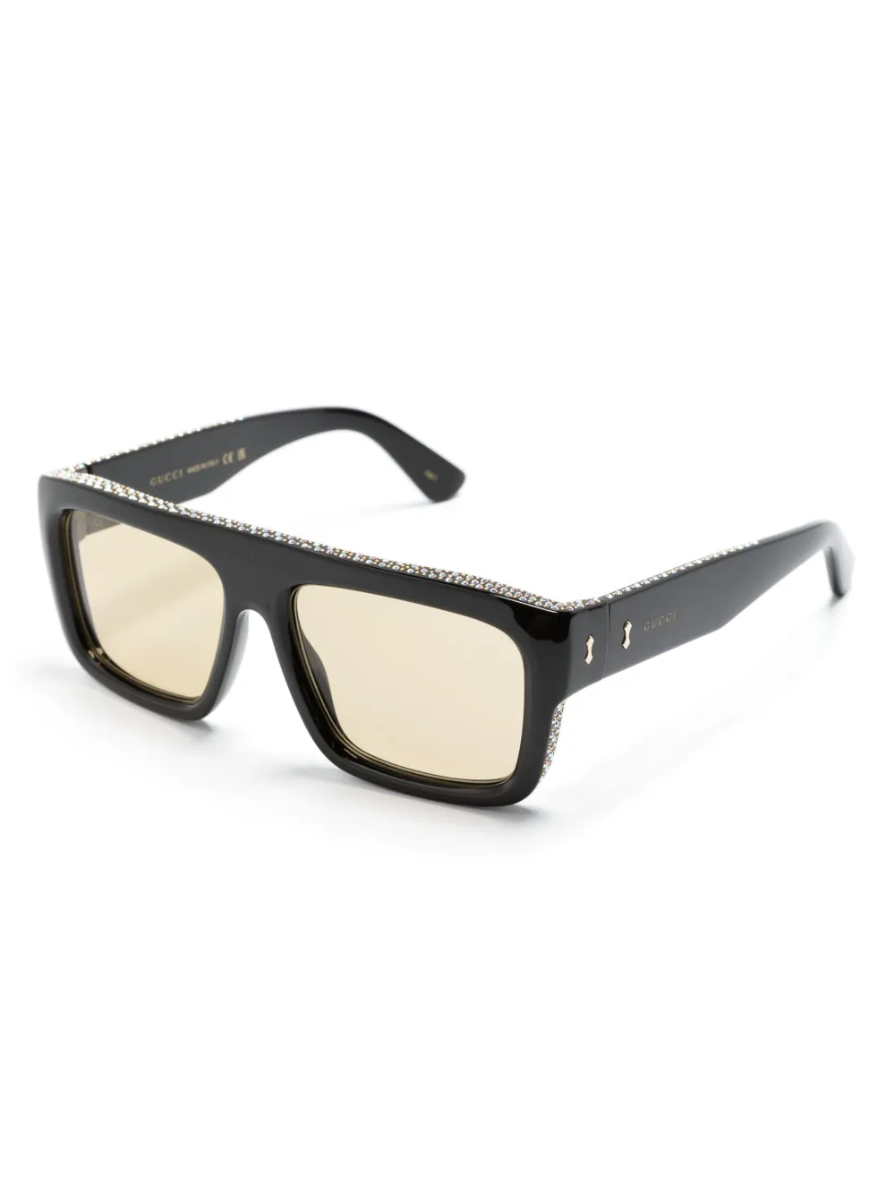 Gucci Eyewear logo-engraved rectangle-frame sunglasses - Zwart