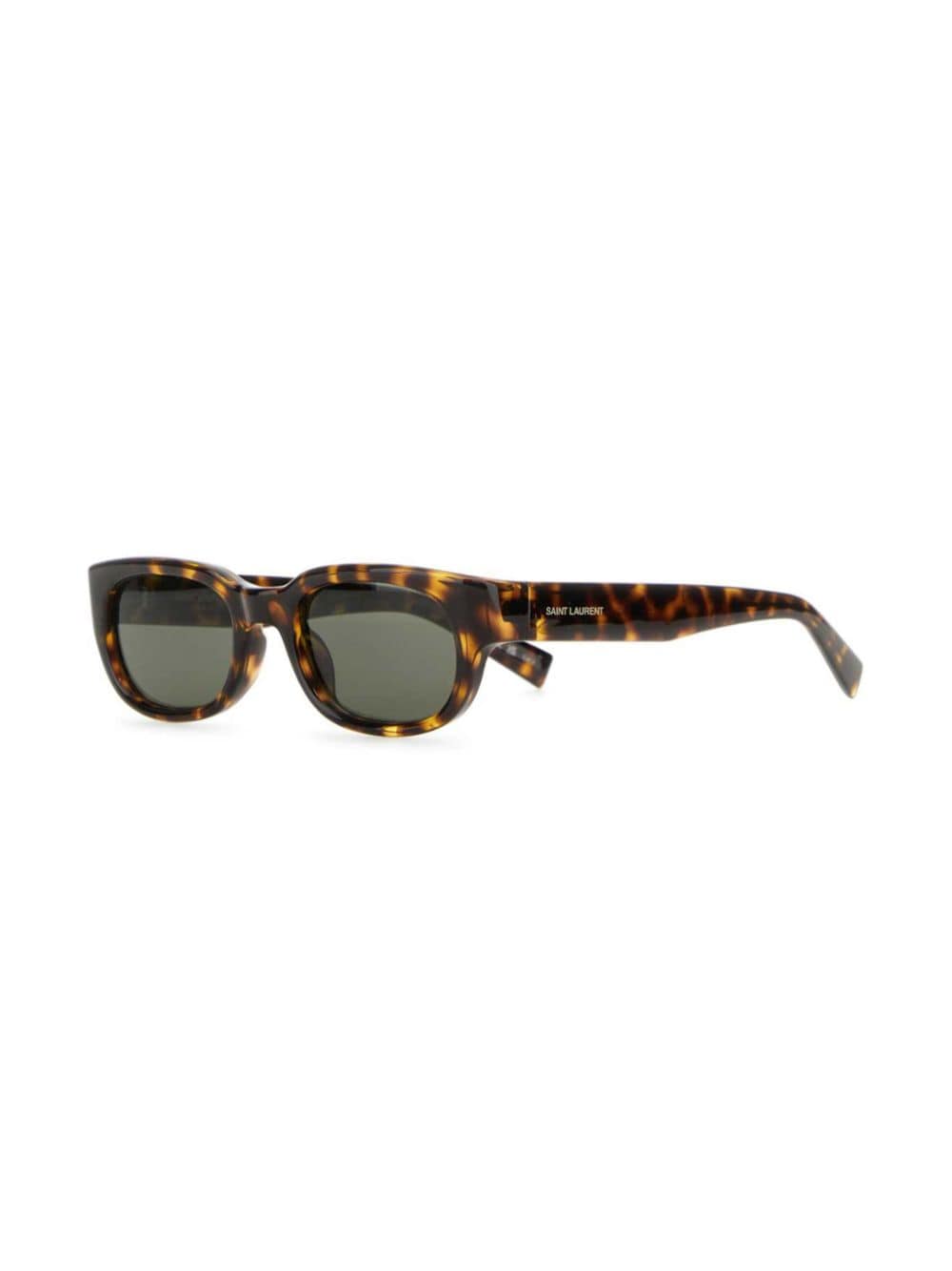 Shop Saint Laurent Rectangle-frame Sunglasses In Brown