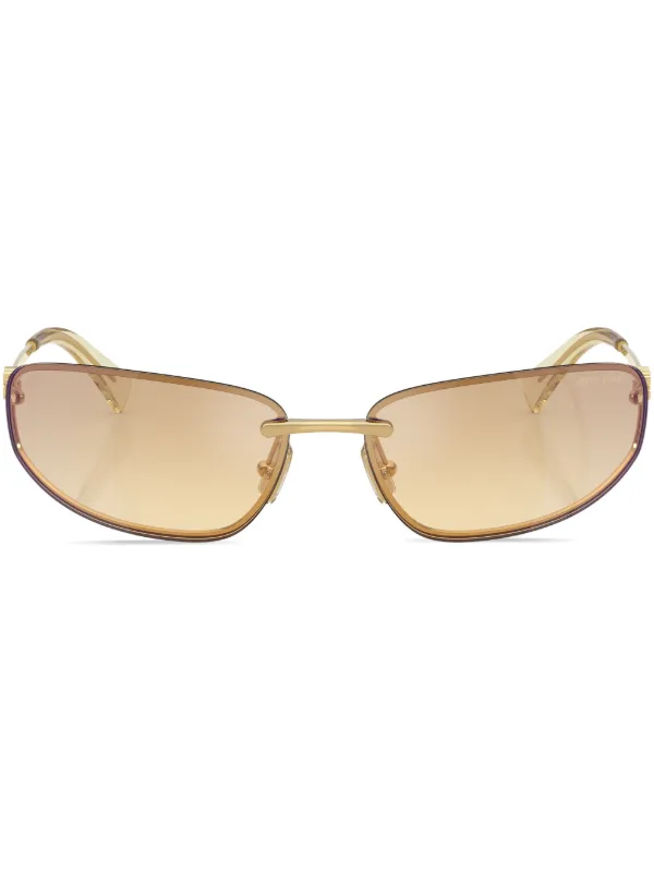 Miu Miu Eyewear oval-frame Sunglasses | Gold | FARFETCH